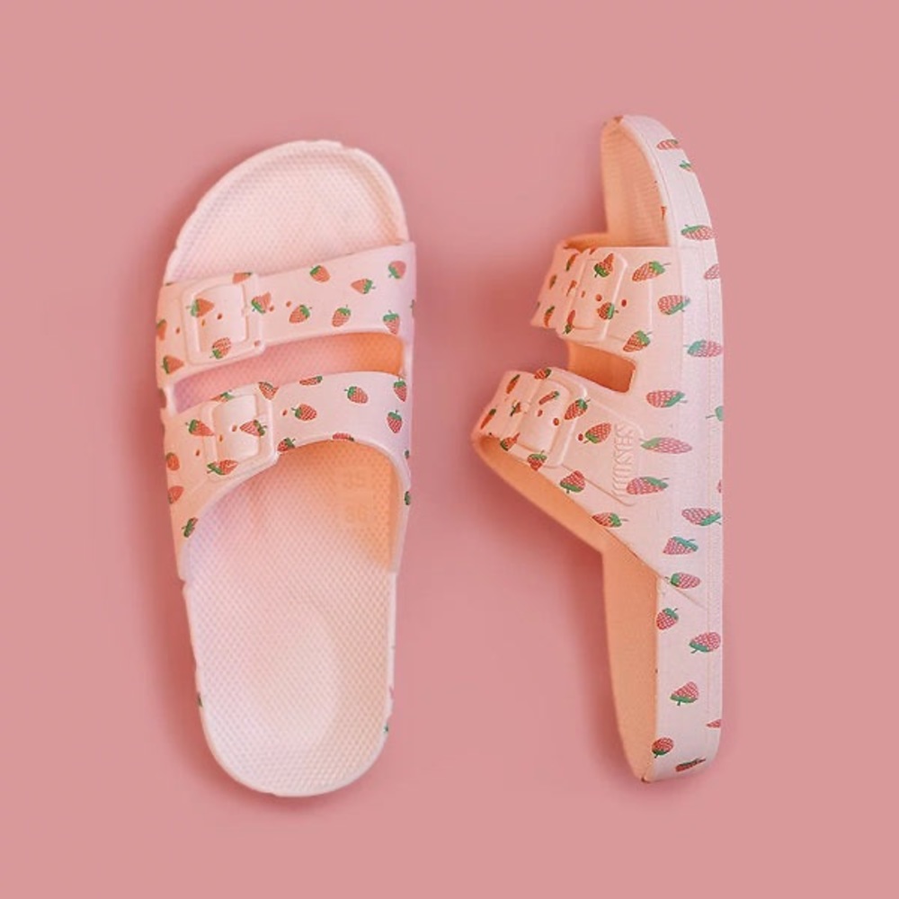 Jilly Box FREEDOM MOSES: TUTI BABY SLIDES. Strawberry design.